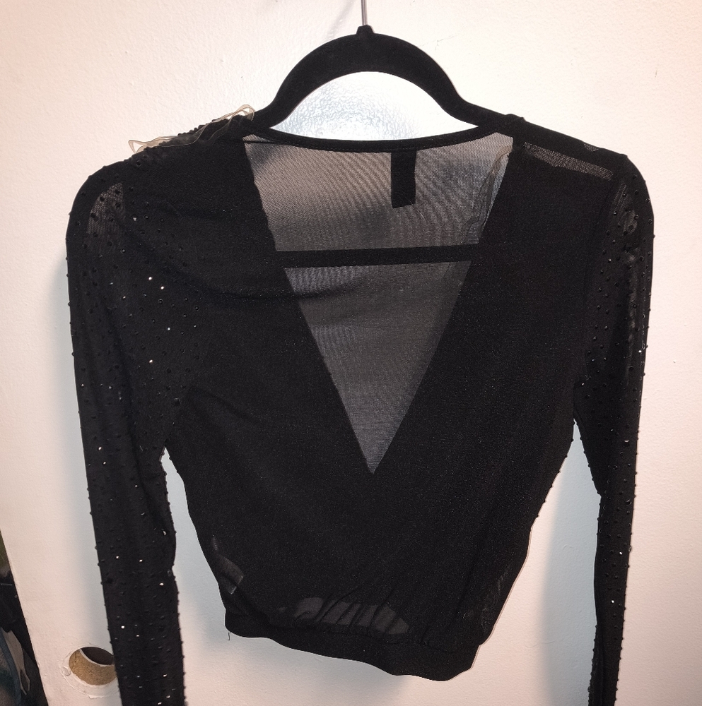 Rhinestone sheer crop top